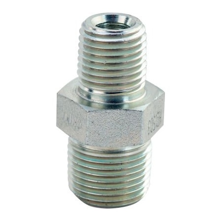 Bva Hydraulics BVA Hydraulic Fitting Hex Nipple, Male 1/4in-18NPTF to Male 3/8in-18NPTF FT124